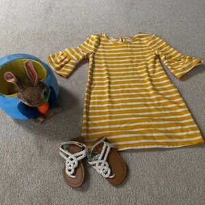 Girls Size 4T Bundle  Dress, Sandals, Peter Rabbit Easter Basket Golden Eggs.